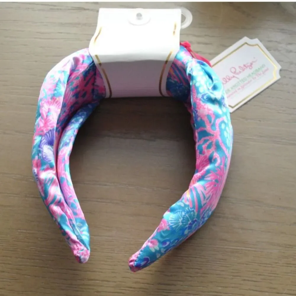 Lilly Pulitzer wide Knotted Satin Headband New